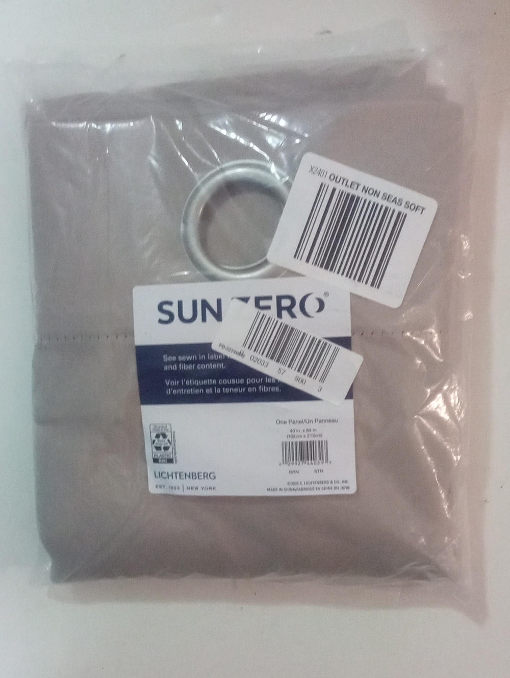 Sun Zero Lichtenberg Grommet Curtain Panel in Taupe 84" NWT $45 Blackout